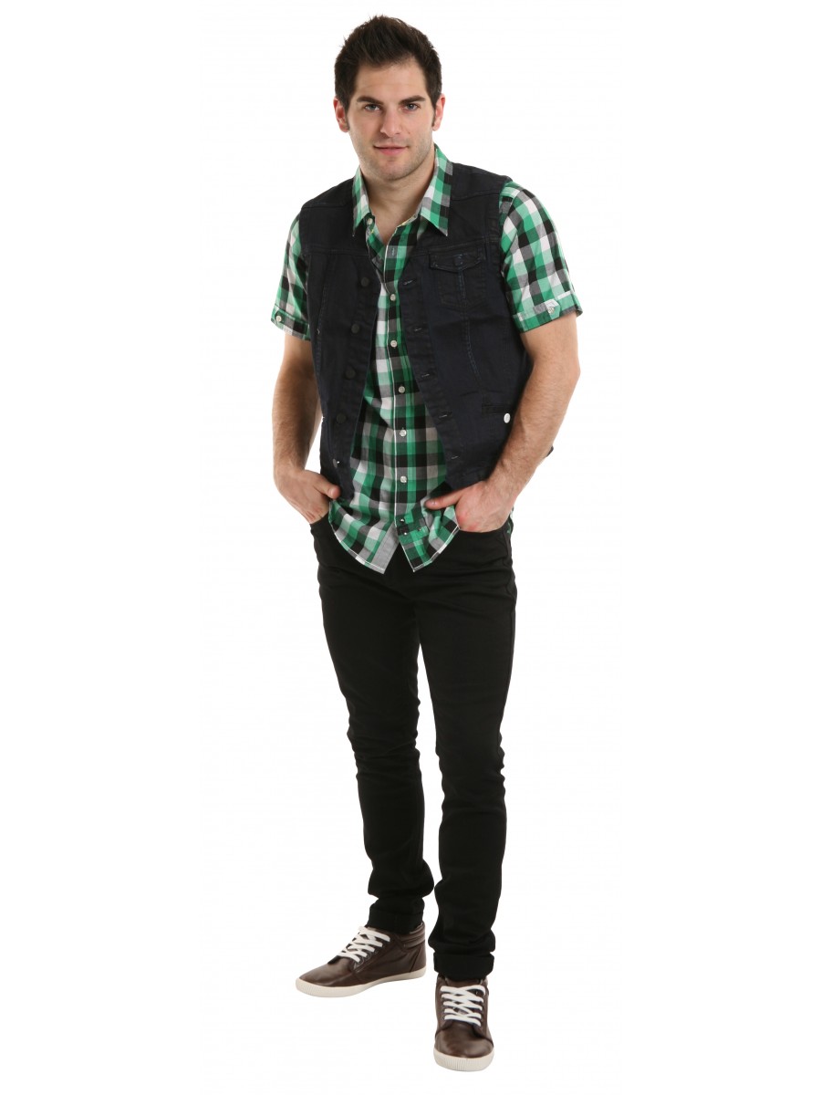 Veste en jeans sans manche homme vison